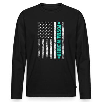 Postier Facteur Facteur USA Flag Mailman - T-shirt manches longues Premium bio Homme - noir - Devant - Nico (187cm)