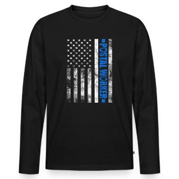Postier Facteur Facteur USA Flag Mailman - T-shirt manches longues Premium bio Homme - noir - Devant - Nico (187cm)