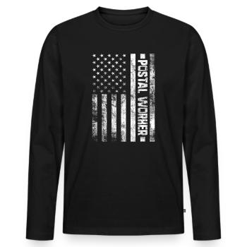 Postier Facteur Facteur USA Flag Mailman - T-shirt manches longues Premium bio Homme - noir - Devant - Nico (187cm)