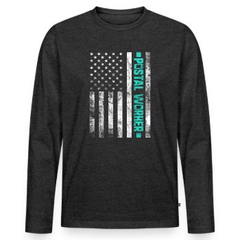 Postangestellter Post Briefträger USA Flagge Postbote - Männer Premium Bio Langarmshirt - Anthrazit meliert - Vorne - Nico (187cm)
