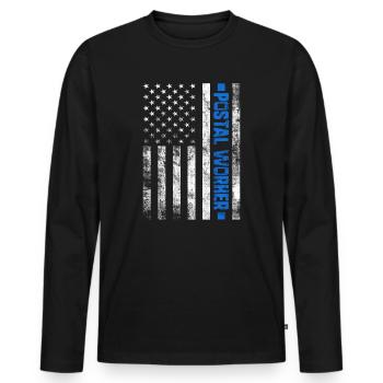 Postangestellter Post Briefträger USA Flagge Postbote - Männer Premium Bio Langarmshirt - Schwarz - Vorne - Nico (187cm)