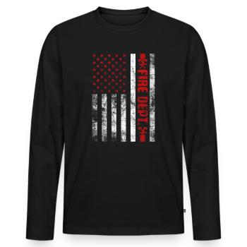 Service d’incendie Pompier Pompier Lutte contre les incendies - T-shirt manches longues Premium bio Homme - noir - Devant - Nico (187cm)