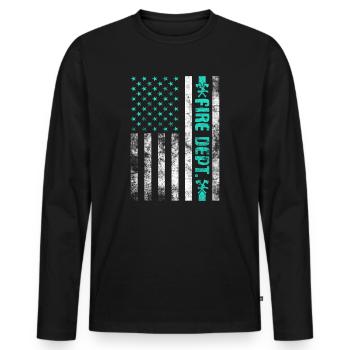 Fire Department Firefighter Fireman Firefighting - Men's Premium Organic Long Sleeve Shirt - black - Front - Nico (187cm)