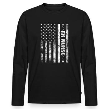 Infirmières des services d’urgence Infirmière praticienne des urgences - T-shirt manches longues Premium bio Homme - noir - Devant - Nico (187cm)