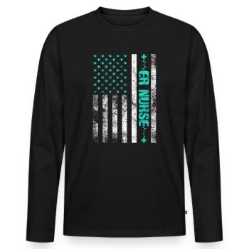Infirmières des services d’urgence Infirmière praticienne des urgences - T-shirt manches longues Premium bio Homme - noir - Devant - Nico (187cm)