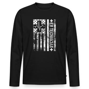 Emergency Room Technician Healthcare Nurse ER Tech - Men's Premium Organic Long Sleeve Shirt - black - Front - Nico (187cm)