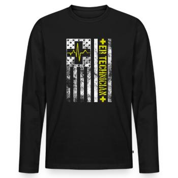 Emergency Room Technician Healthcare Nurse ER Tech - Men's Premium Organic Long Sleeve Shirt - black - Front - Nico (187cm)
