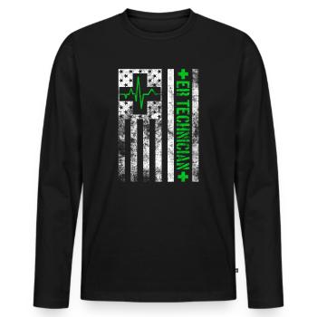 Emergency Room Technician Healthcare Nurse ER Tech - Men's Premium Organic Long Sleeve Shirt - black - Front - Nico (187cm)