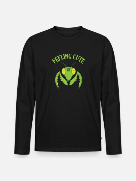 Feeling Cute Mantis - Männer Premium Bio Langarmshirt - Schwarz