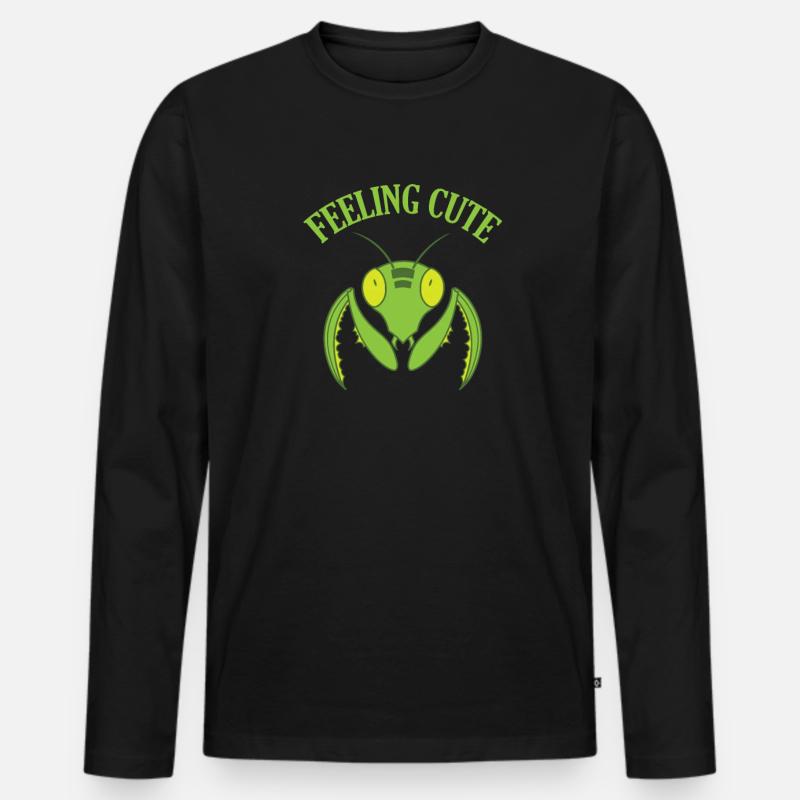 Feeling Cute Mantis - Männer Premium Bio Langarmshirt - Schwarz