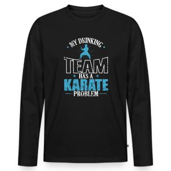 Mon équipe de beuverie a un problème de karaté - T-shirt manches longues Premium bio Homme - noir - Devant - Nico (187cm)