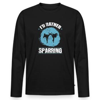 I' rather Sparring in Karate - Männer Premium Bio Langarmshirt - Schwarz - Vorne - Nico (187cm)