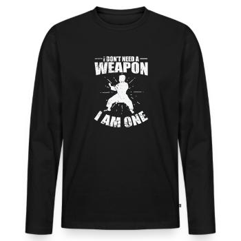 Karate, I don't need a Weapon I am One - Men's Premium Organic Long Sleeve Shirt - black - Front - Nico (187cm)