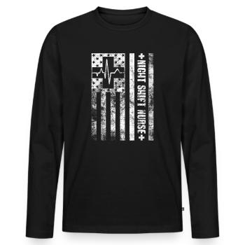 Infirmières du service des urgences Infirmière de nuit - T-shirt manches longues Premium bio Homme - noir - Devant - Nico (187cm)