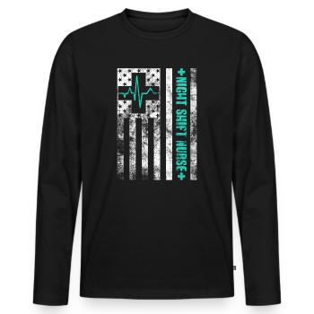 Emergency Department ICU Nurses Night Shift Nurse - Men's Premium Organic Long Sleeve Shirt - black - Front - Nico (187cm)