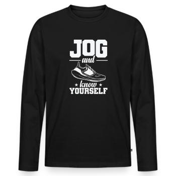 Jogging et jogging pour se connaître soi-même - T-shirt manches longues Premium bio Homme - noir - Devant - Nico (187cm)