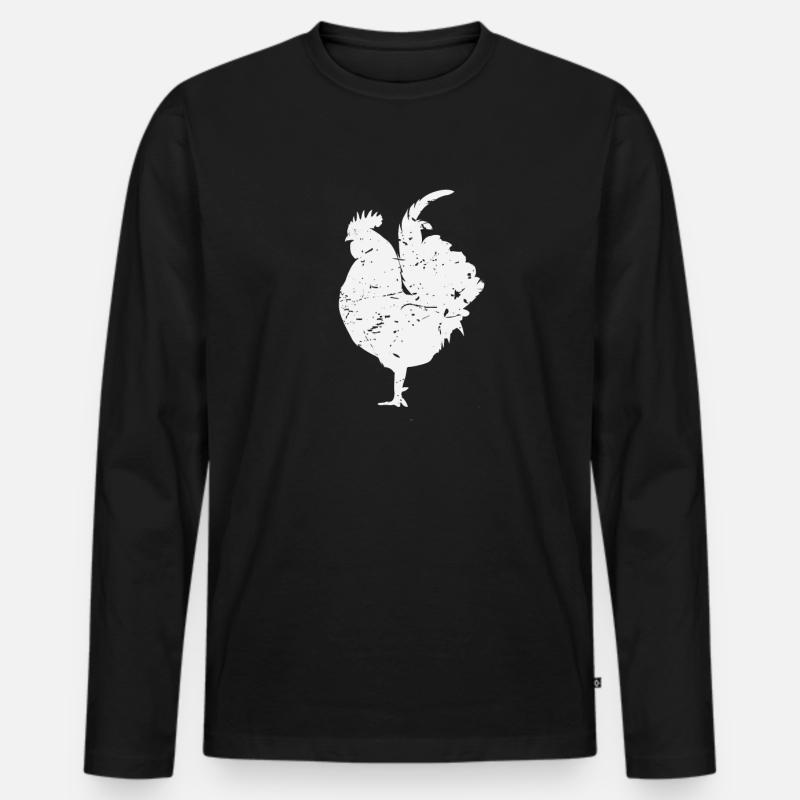 Hahn Gockel - Männer Premium Bio Langarmshirt - Schwarz