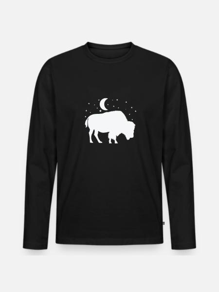 Bison in the moonlight - Men's Premium Organic Long Sleeve Shirt - black
