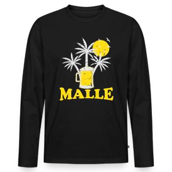 Malle Beach mit Bier und Sonne - Männer Premium Bio Langarmshirt - Schwarz - Vorne - Nico (187cm)