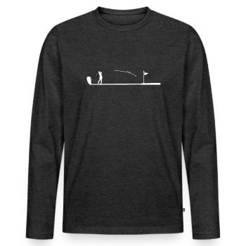 Golf Trendsport Abschlag Golfschläger Bahn - Männer Premium Bio Langarmshirt - Anthrazit meliert - Vorne - Nico (187cm)