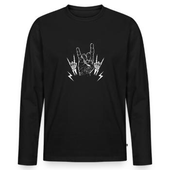 Mano Cornuta Rock Music Band Genre - T-shirt manches longues Premium bio Homme - noir - Devant - Nico (187cm)