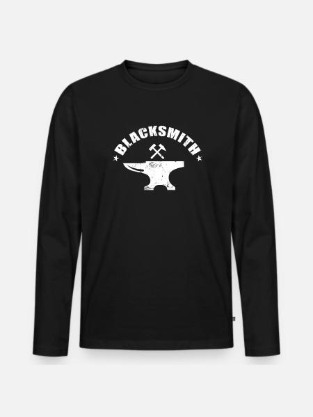 Blacksmith Anvil with Hammer - Men's Premium Organic Long Sleeve Shirt - black