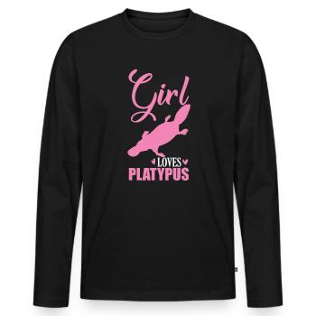Girl loves Platypus Schnabeltier - Männer Premium Bio Langarmshirt - Schwarz - Vorne - Nico (187cm)