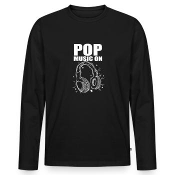 Pop Music R'n'B Sänger Stars Kopfhörer - Männer Premium Bio Langarmshirt - Schwarz - Vorne - Nico (187cm)