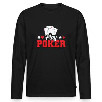 Play Poker Card Ace - Men's Premium Organic Long Sleeve Shirt - black - Front - Nico (187cm)