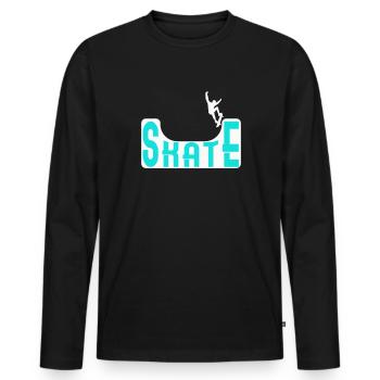 Skate Halfpipe Skateboard - T-shirt manches longues Premium bio Homme - noir - Devant - Nico (187cm)