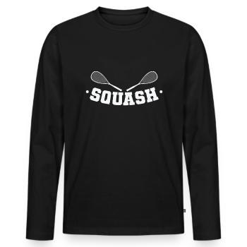 Jouer au squash en duel - T-shirt manches longues Premium bio Homme - noir - Devant - Nico (187cm)