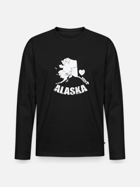 Alaska Heart State USA America - Men's Premium Organic Long Sleeve Shirt - black