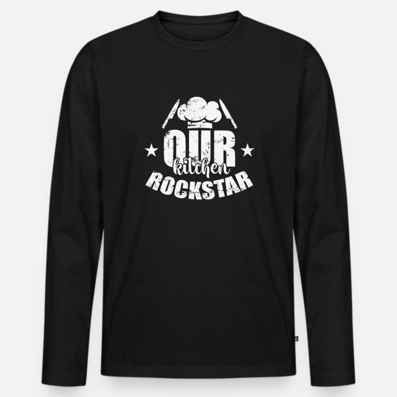 Our Kitchen Star - Männer Premium Bio Langarmshirt - Schwarz