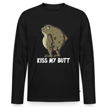 Mauvaise grenouille méchante grenouilles embrassent mes fesses - T-shirt manches longues Premium bio Homme - noir - Devant - Nico (187cm)