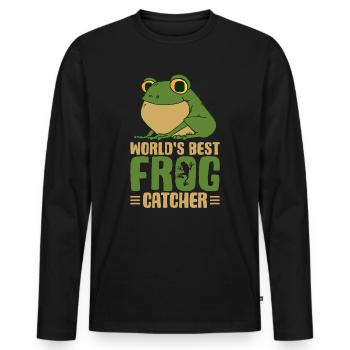 World's Best Frog Catcher Herpetology Frog Hunting - Men's Premium Organic Long Sleeve Shirt - black - Front - Nico (187cm)