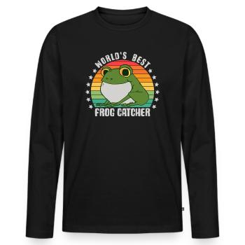 World's Best Frog Catcher Herpetology Frog Hunting - Men's Premium Organic Long Sleeve Shirt - black - Front - Nico (187cm)