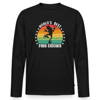 World's Best Frog Catcher Herpetology Frog Hunting - Men's Premium Organic Long Sleeve Shirt - black - Front - Nico (187cm)