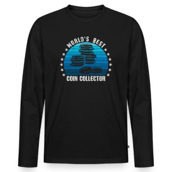 Münzsammler Lustige Münzen sammeln Numismatik - Männer Premium Bio Langarmshirt - Schwarz - Vorne - Nico (187cm)