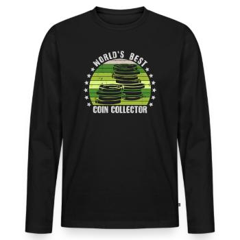 Münzsammler Lustige Münzen sammeln Numismatik - Männer Premium Bio Langarmshirt - Schwarz - Vorne - Nico (187cm)