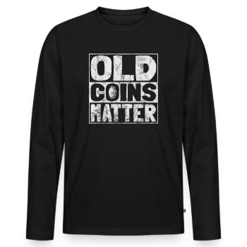 Münzsammler Lustige Münzen sammeln Numismatik - Männer Premium Bio Langarmshirt - Schwarz - Vorne - Nico (187cm)