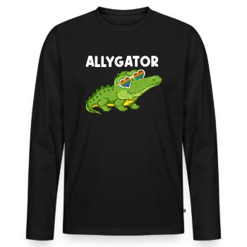 T-shirt LGBTQ Reptile arc-en-ciel Allygator Pride - T-shirt manches longues Premium bio Homme - noir - Devant - Nico (187cm)