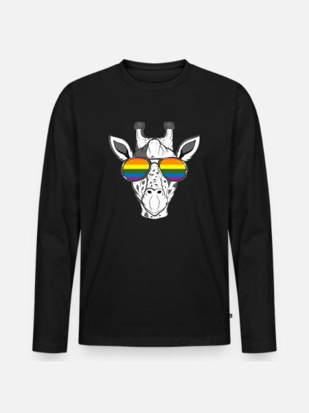 Regenbogensonnenbrille Stylish Gay Pride Giraffe - Männer Premium Bio Langarmshirt - Schwarz