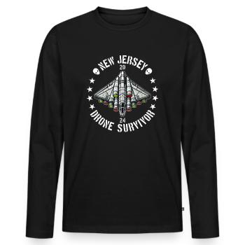 Drohnen-Überlebender aus New Jersey | NJ Drohnen Außerirdische UAPs - Männer Premium Bio Langarmshirt - Schwarz - Vorne - Nico (187cm)