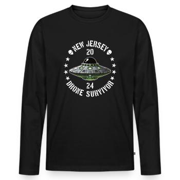 Drohnen-Überlebender aus New Jersey | NJ Drohnen Außerirdische UAPs - Männer Premium Bio Langarmshirt - Schwarz - Vorne - Nico (187cm)
