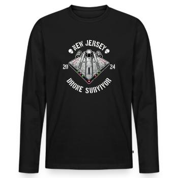 Drohnen-Überlebender aus New Jersey | NJ Drohnen Außerirdische UAPs - Männer Premium Bio Langarmshirt - Schwarz - Vorne - Nico (187cm)