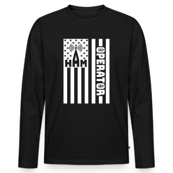 Ham Radio Operator | USA Flag Funny Amateur Radio - Men's Premium Organic Long Sleeve Shirt - black - Front - Nico (187cm)