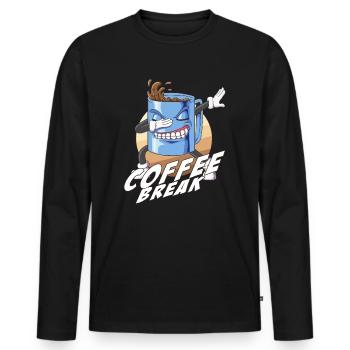 Wild Dabbing Coffee Mug Morning Coffee Break - Men's Premium Organic Long Sleeve Shirt - black - Front - Nico (187cm)