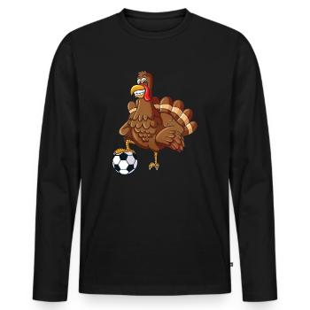 Fußballstar Truthahn Thanksgiving Truthahnshirt - Männer Premium Bio Langarmshirt - Schwarz - Vorne - Nico (187cm)