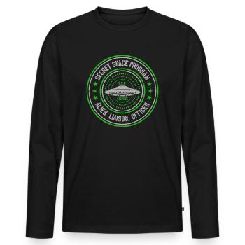 Geheimes Raumfahrtprogramm | UAPs Alien Liaison Officer - Männer Premium Bio Langarmshirt - Schwarz - Vorne - Nico (187cm)