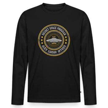 Geheimes Raumfahrtprogramm | UAPs Alien Liaison Officer - Männer Premium Bio Langarmshirt - Schwarz - Vorne - Nico (187cm)
